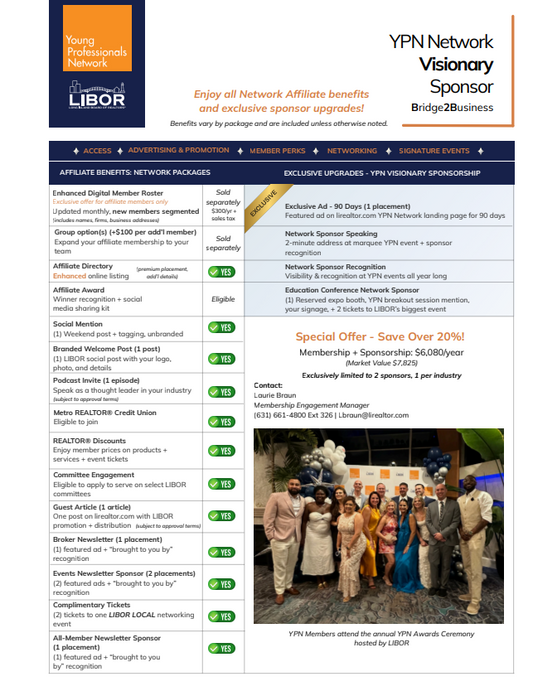 YPN Visionary Sponsor (includes annual affiliate membership!)