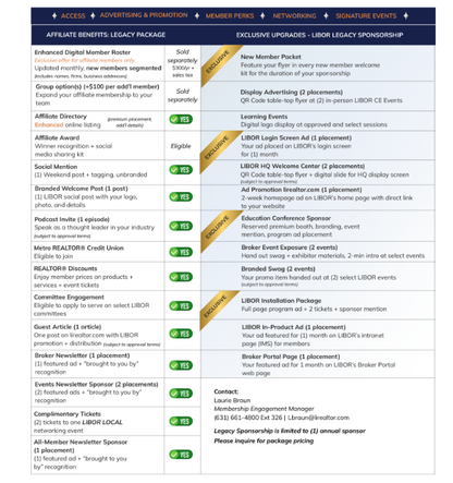 LIBOR Legacy Sponsor (includes annual affiliate membership!)